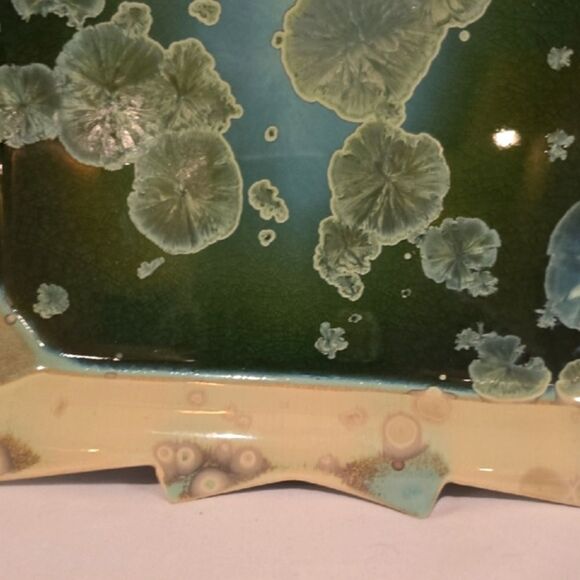 Cream and Green Ceramic Art Piece with Ethereal Design. One Of A KIND! - Picture 7 of 11
